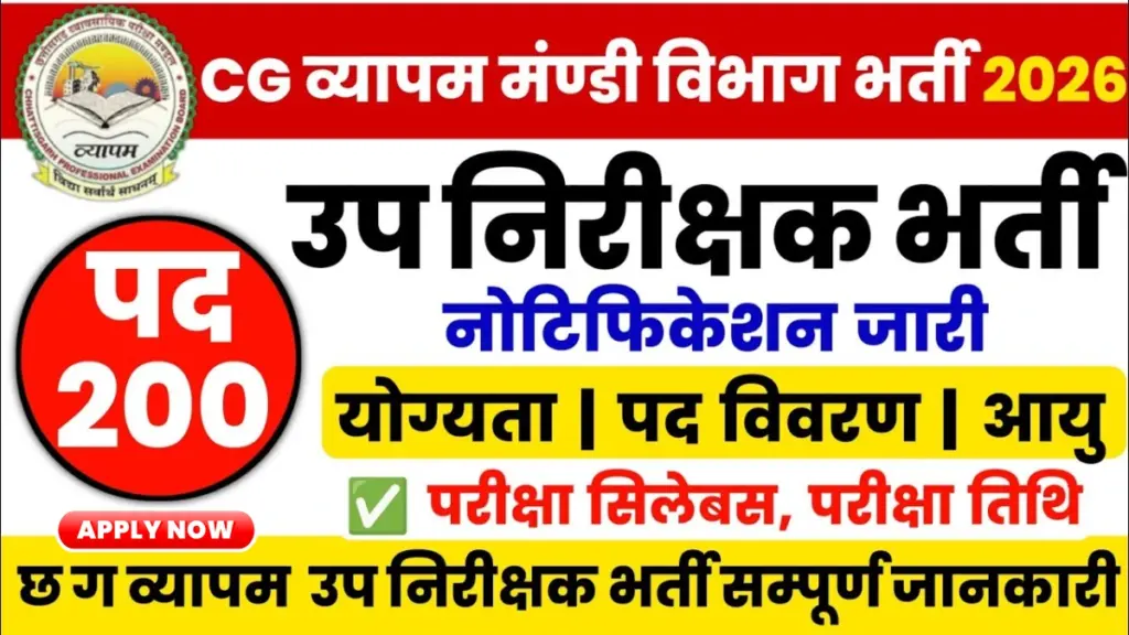 CG Mandi Nirikshak Vacancy 2026