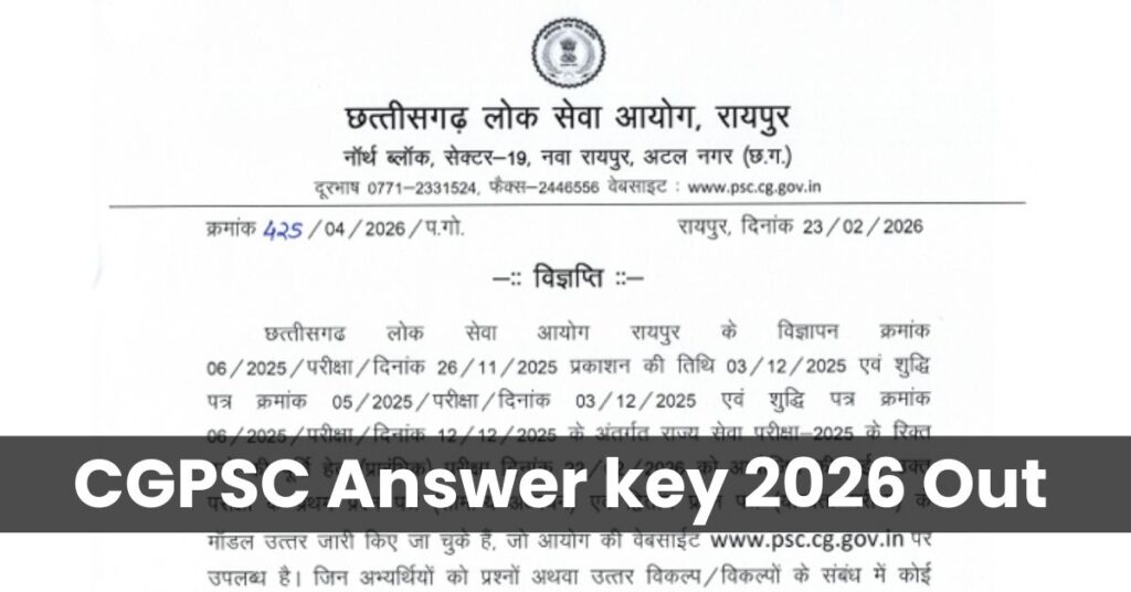 CGPSC Answer Key 2026 Out