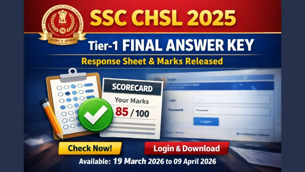 SSC CHSL Final Answer Key and Score Card 2026 Out